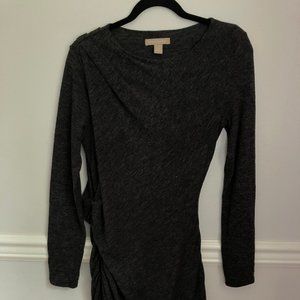 Banana Republic Knit Ruched Grey Long Sleeve Dress
